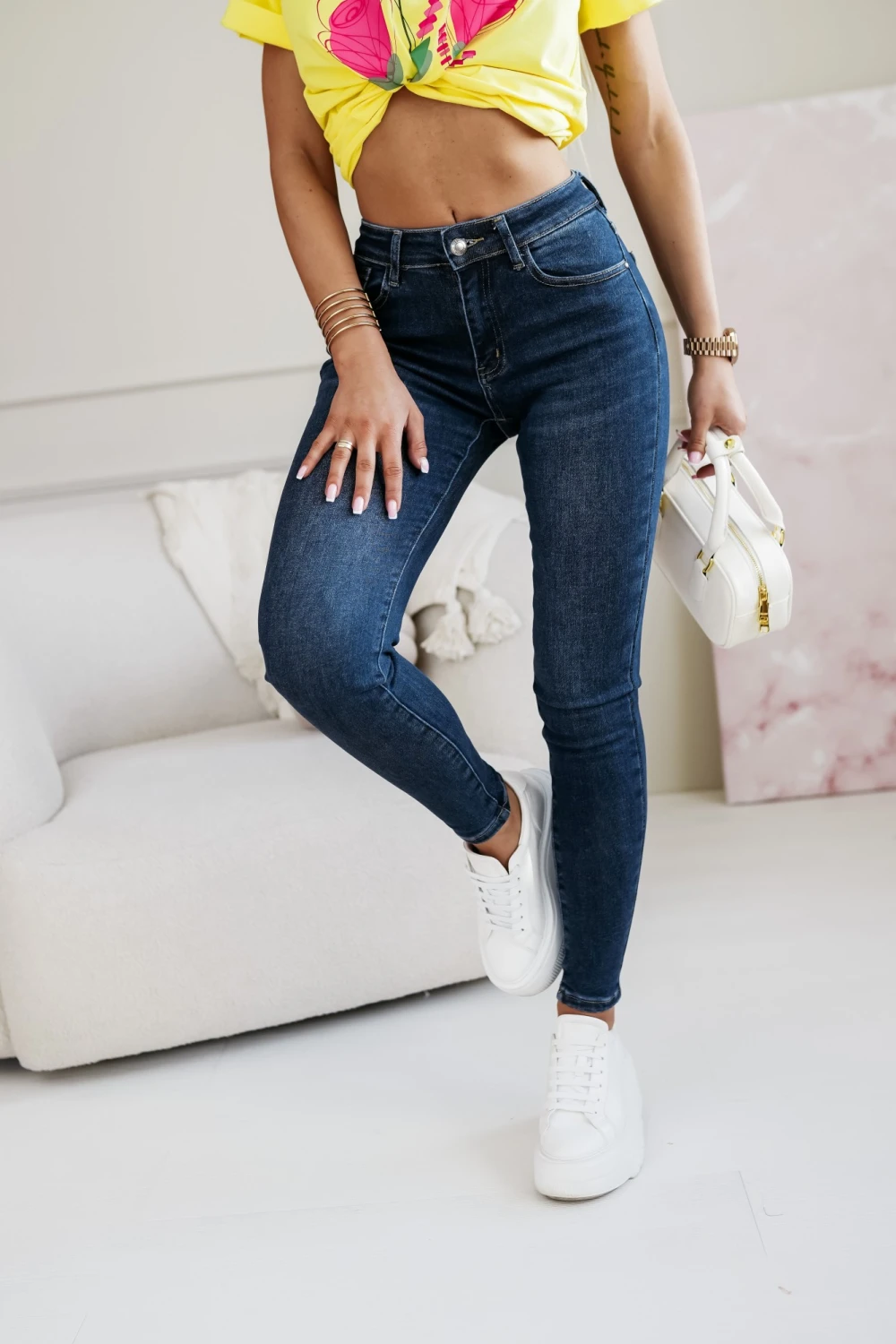 NAVY STITCH SKINNY JEANS